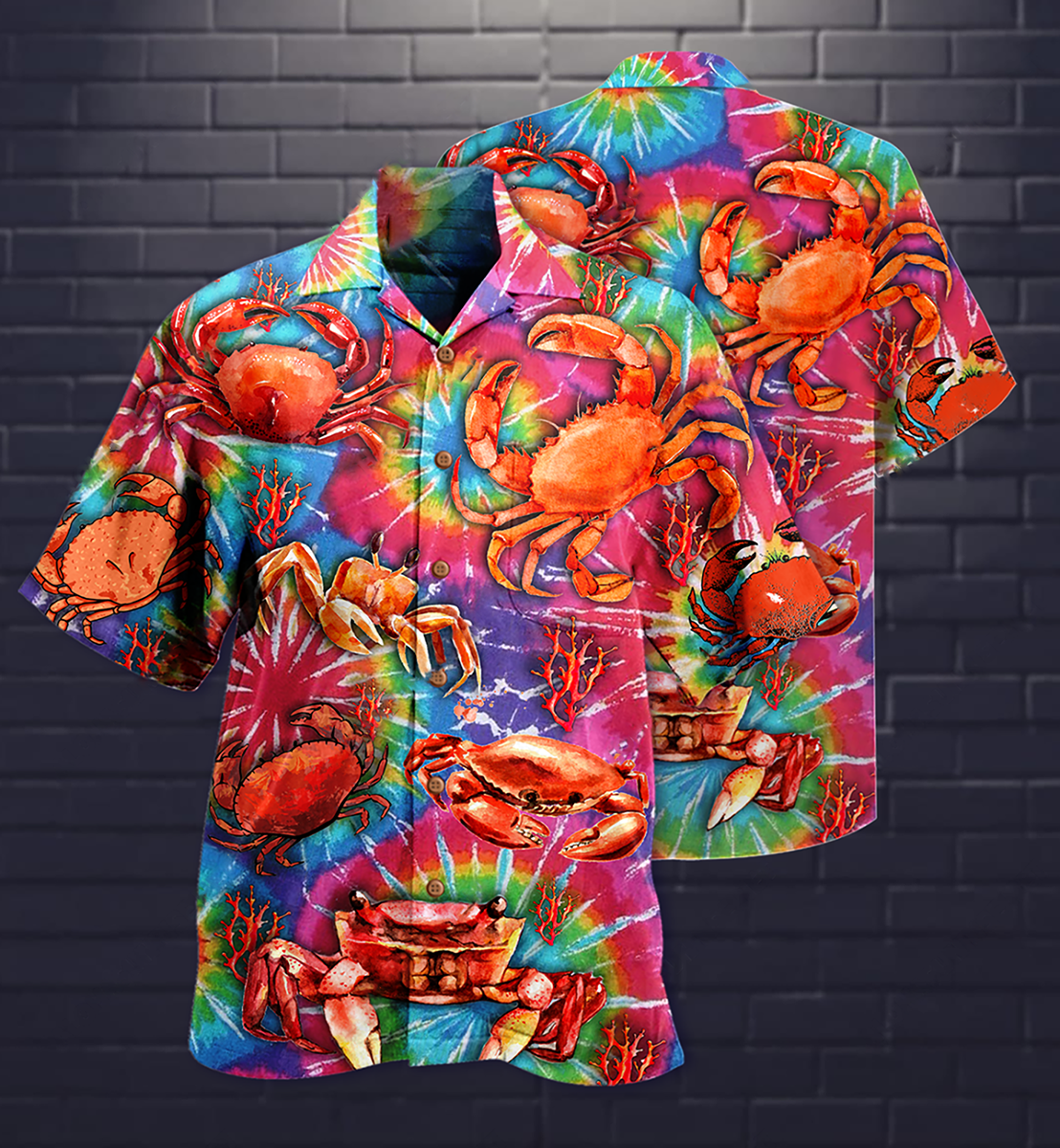 Red Crab Hawaiian Shirt Pattern View For Lightweight Everyday Style