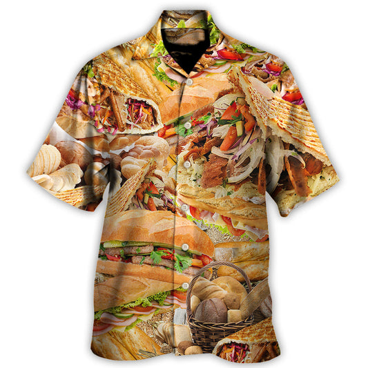 Food Delicious Bread Around Hawaiian Shirt Artwork Detail For Tropical Trips And Casual Outings