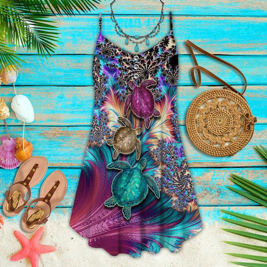 Turtle Is Beach Soul Limited 23 – Women's Summer Sleeveless V-Neck Camisole Dress
