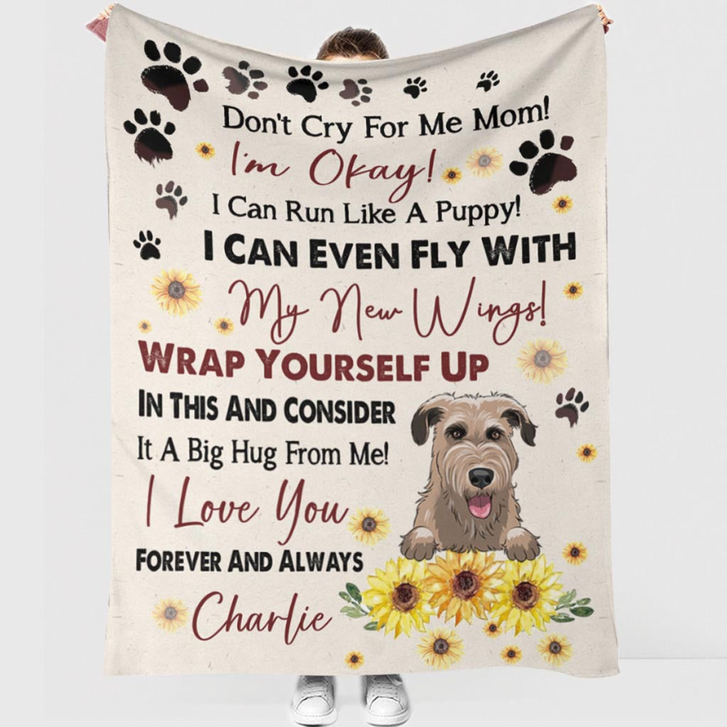 Wheaten Terrier Don't Cry For Me Mom Personalized Flannel Blanket For Cozy Bedroom Sofa Decor
