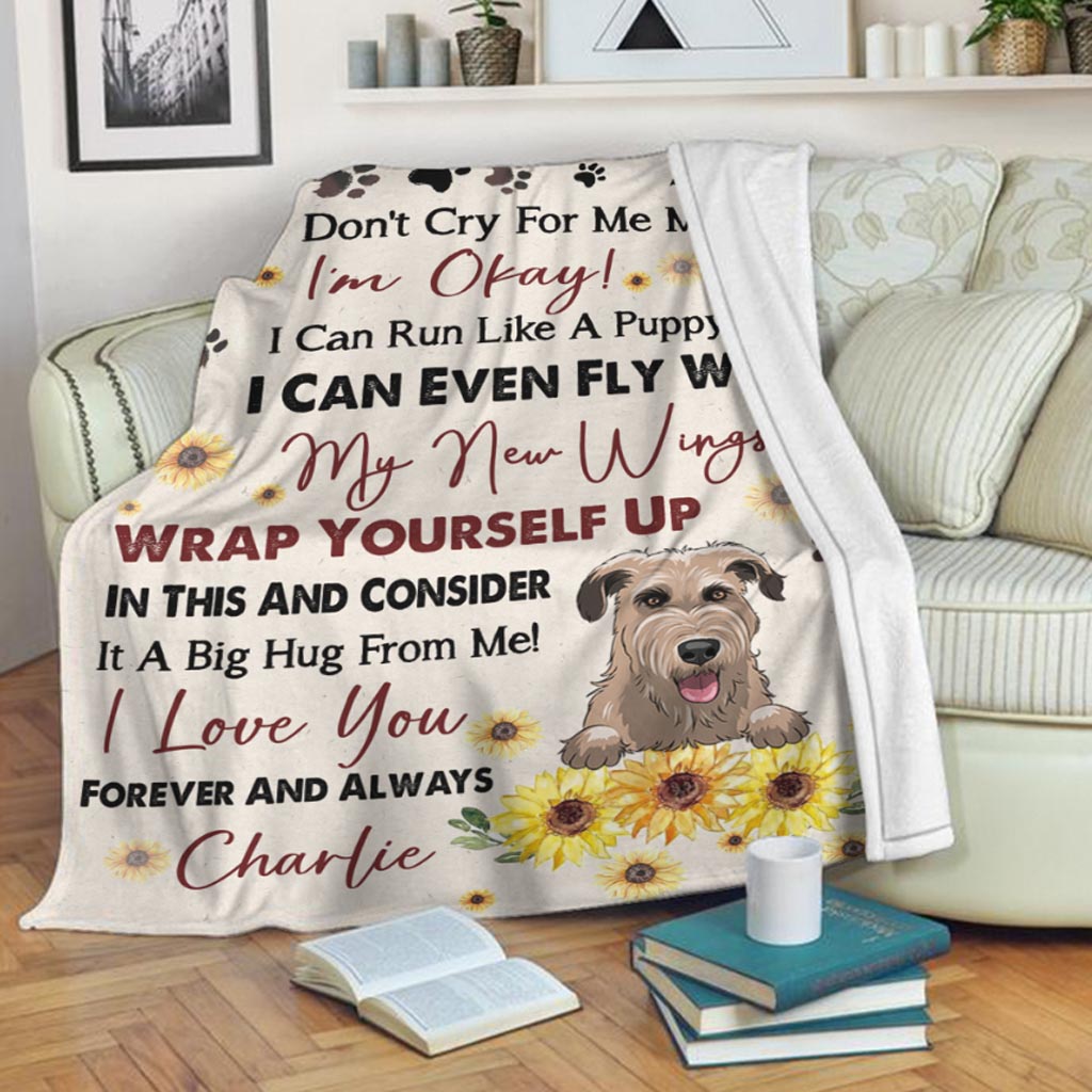 Wheaten Terrier Don't Cry For Me Mom Personalized Flannel Blanket For Cozy Bedroom Sofa Decor