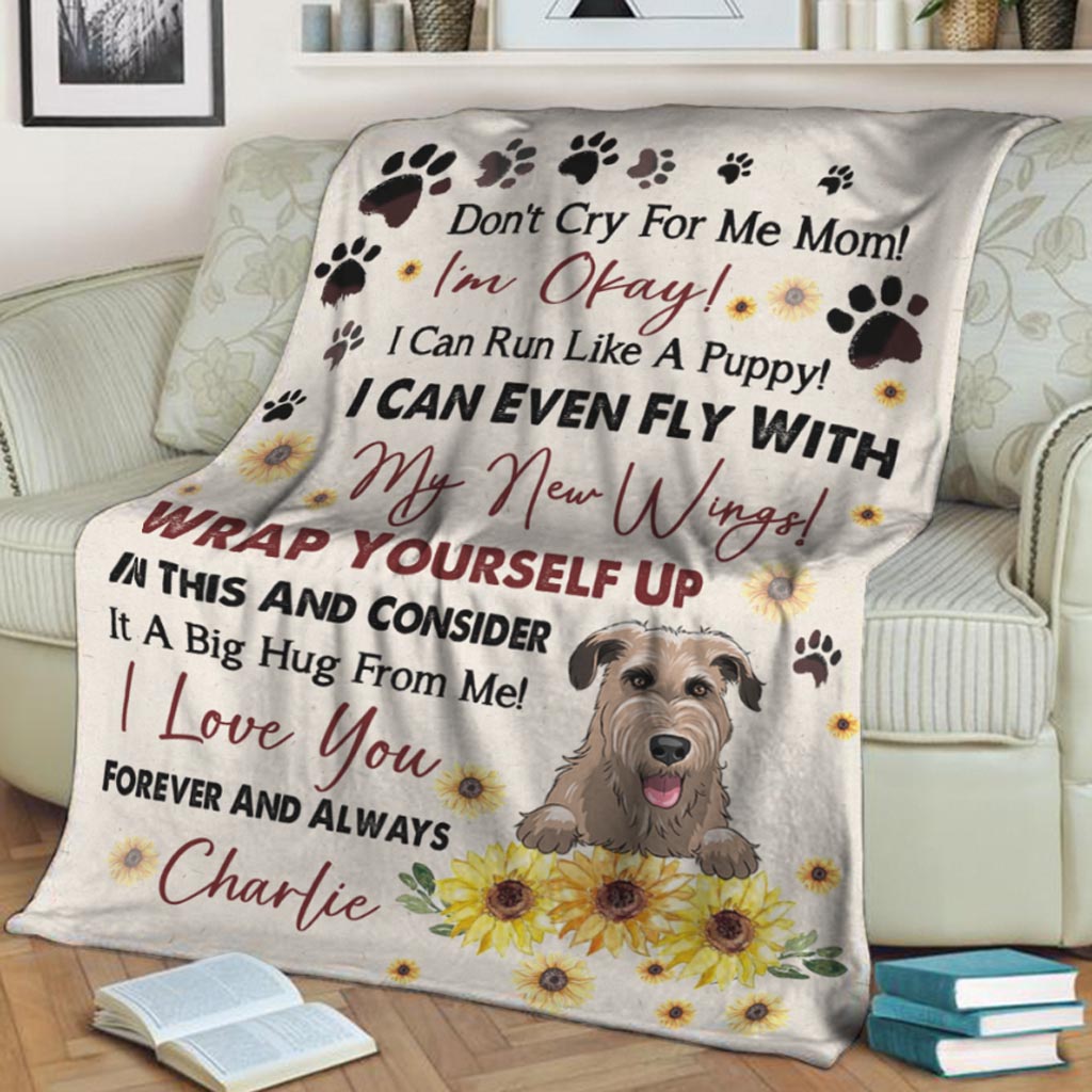 Wheaten Terrier Don't Cry For Me Mom Personalized Flannel Blanket For Cozy Bedroom Sofa Decor