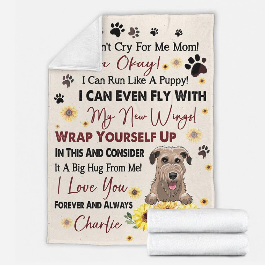Wheaten Terrier Don't Cry For Me Mom Personalized Flannel Blanket For Cozy Bedroom Sofa Decor