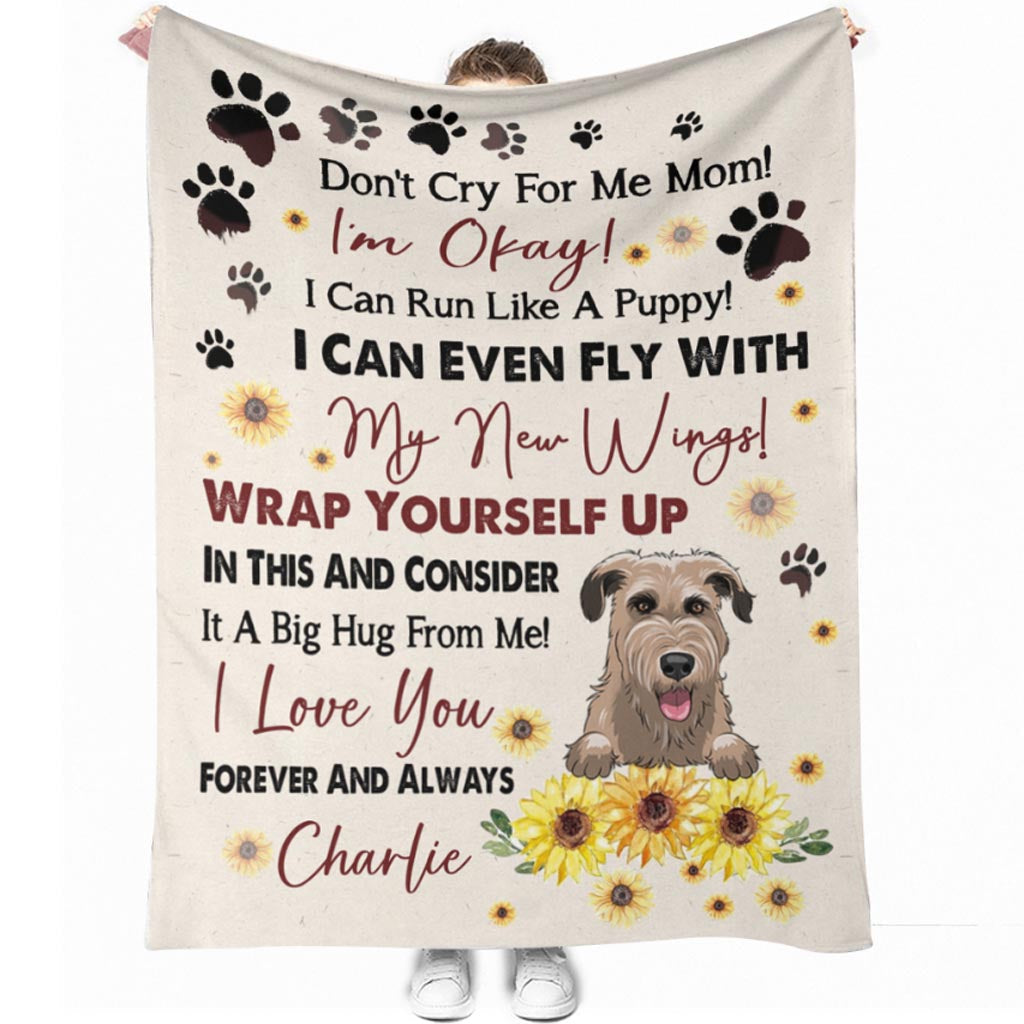 Wheaten Terrier Don't Cry For Me Mom Personalized Flannel Blanket For Cozy Bedroom Sofa Decor