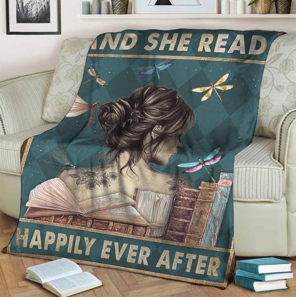 Book And She Read Happily Ever After Flannel Blanket For Cozy Bedroom Sofa Decor