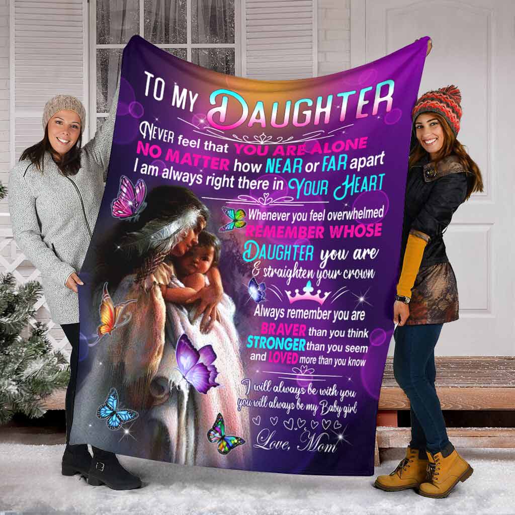 Native American To My Daughter Mothers Day Purple Flannel Blanket For Cozy Bedroom Sofa Decor