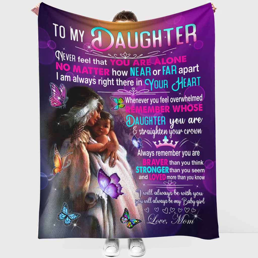 Native American To My Daughter Mothers Day Purple Flannel Blanket For Cozy Bedroom Sofa Decor