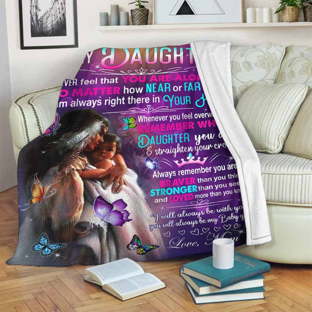 Native American To My Daughter Mothers Day Purple Flannel Blanket For Cozy Bedroom Sofa Decor