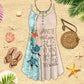 Artistic Turtle Is Beach Soul V-Neck Sleeveless Cami Dress For Tropical Parties And Casual Everyday Style