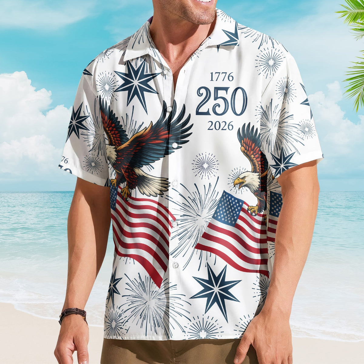 American Independence 250th Anniversary 1776 2026 Freedom Hawaiian Shirt For Resort Holiday And Beachside Style
