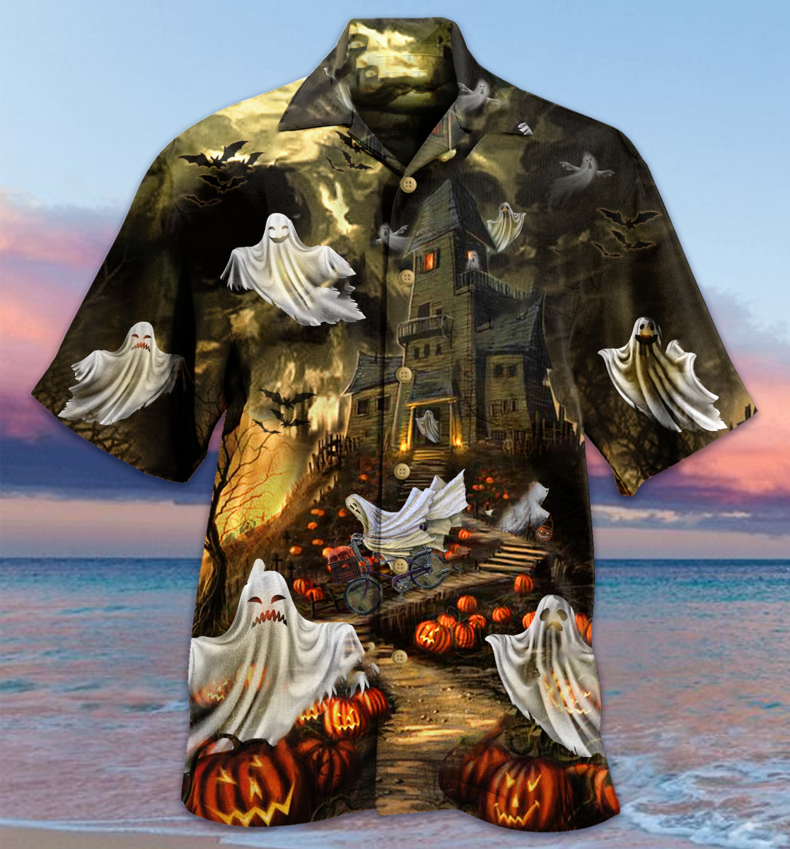 Halloween Night Ghost Hawaiian Shirt For Coastal Adventures And Warm Weather Wear