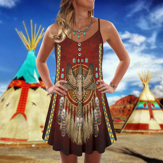Native Owls Summer Vibes Limited 4 – Women's Summer Sleeveless V-Neck Camisole Dress