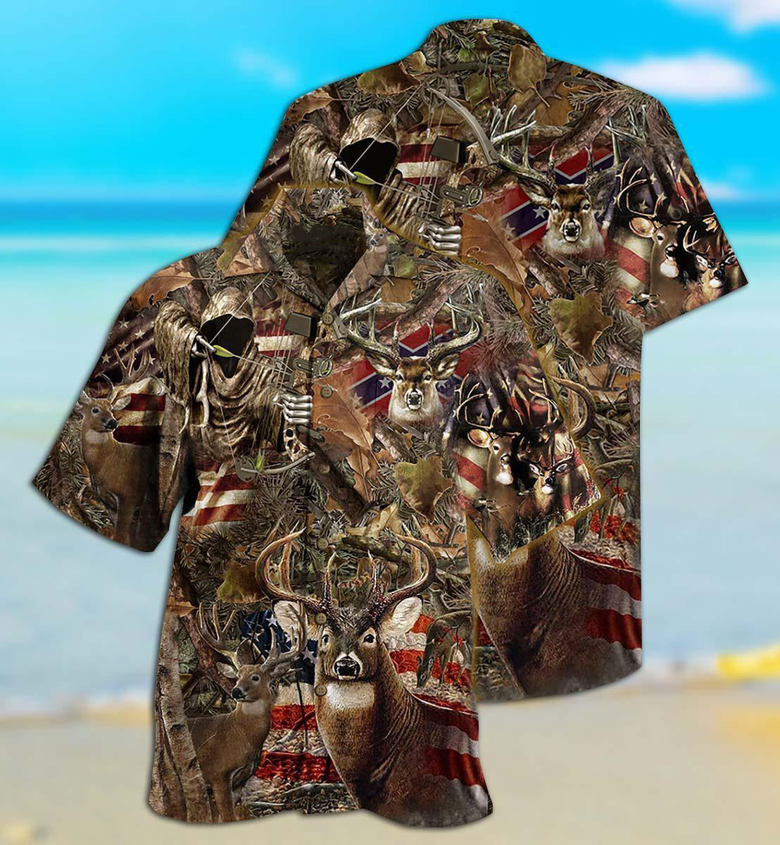 Deer Hunting Forest American Hawaiian Shirt Pattern View For Lightweight Everyday Style