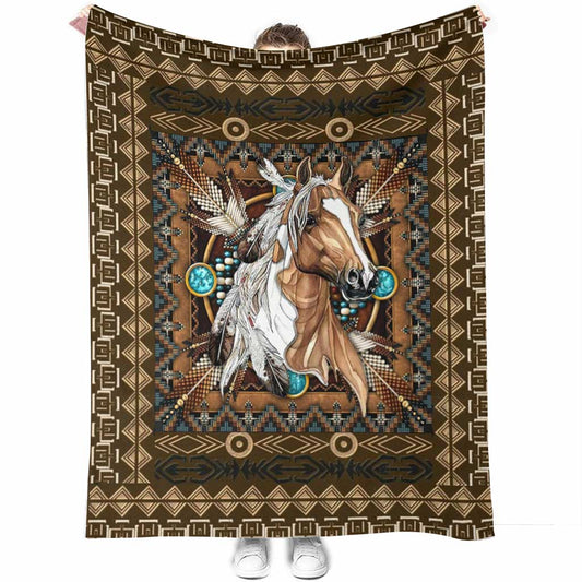 Horse Pattern Flannel Blanket For Cozy Bedroom Sofa Decor