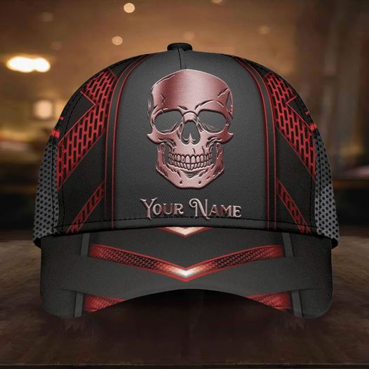 Red Skull Personalized Classic Cap For Summer Outings Festivals And Relaxed Daily Wear