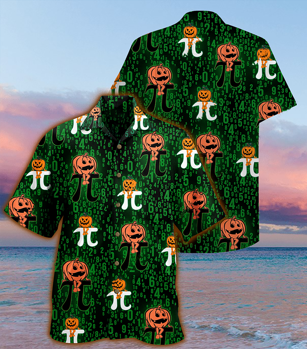 Halloween Pumpkin Smiling Hawaiian Shirt Design Detail For Beach Days And Holiday Travel
