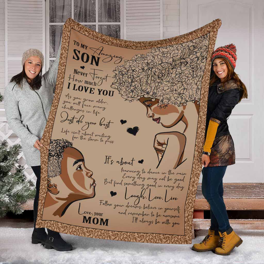 African American To My Son Flannel Blanket For Cozy Bedroom Sofa Decor