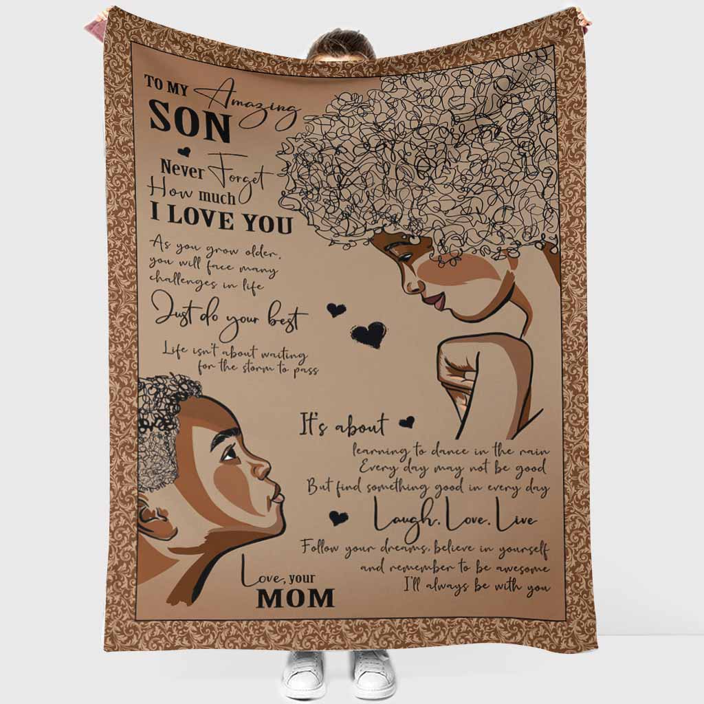 African American To My Son Flannel Blanket For Cozy Bedroom Sofa Decor