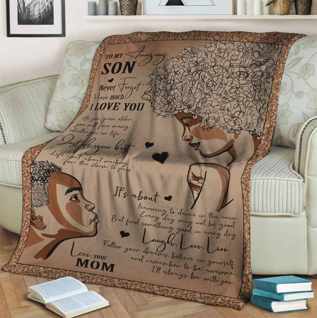 African American To My Son Flannel Blanket For Cozy Bedroom Sofa Decor