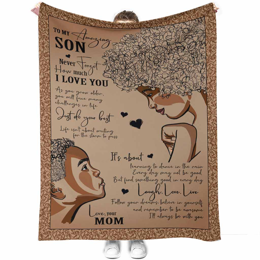 African American To My Son Flannel Blanket For Cozy Bedroom Sofa Decor