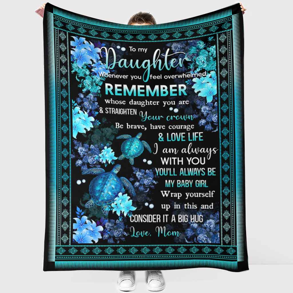 Turtle To My Daughter Flower Flannel Blanket For Cozy Bedroom Sofa Decor
