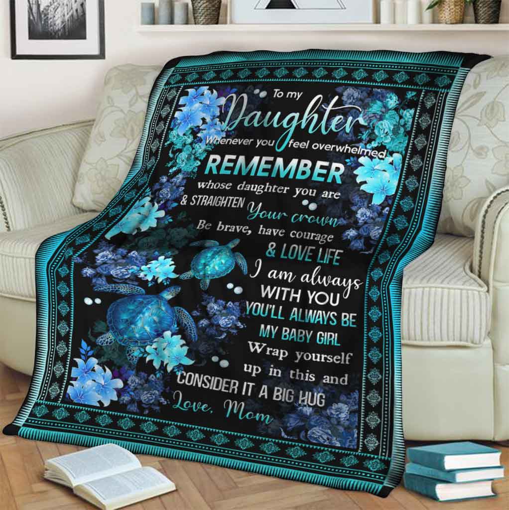 Turtle To My Daughter Flower Flannel Blanket For Cozy Bedroom Sofa Decor