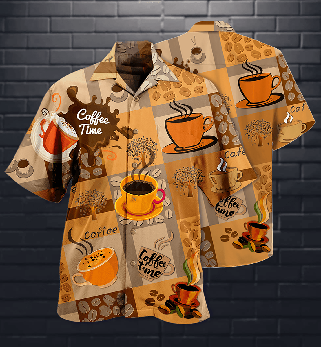 Coffee Hawaiian Shirt Pattern View For Relaxed Warm Weather Outfits