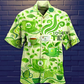 Green Tea Hawaiian Shirt With All Over Print For Beach Vacations Casual Parties And Warm Weather Style