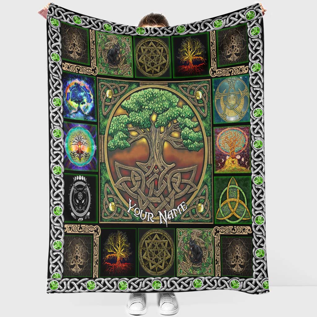 Witch Earth Tree Of Life Personalized Flannel Blanket For Cozy Bedroom Sofa Decor