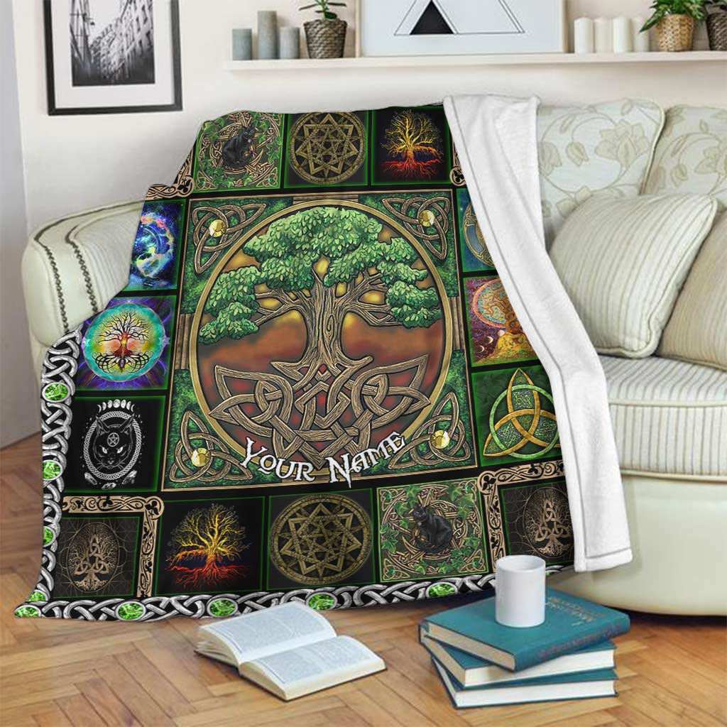 Witch Earth Tree Of Life Personalized Flannel Blanket For Cozy Bedroom Sofa Decor