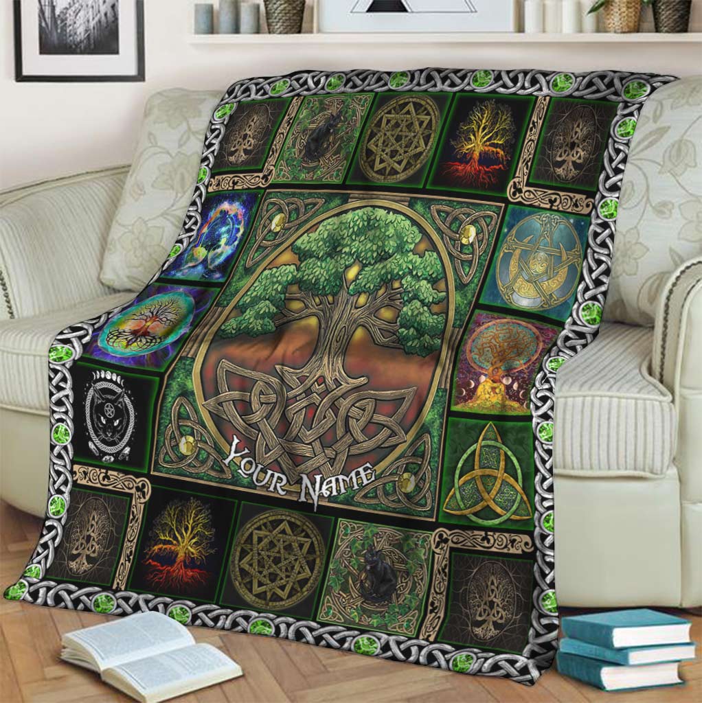 Witch Earth Tree Of Life Personalized Flannel Blanket For Cozy Bedroom Sofa Decor