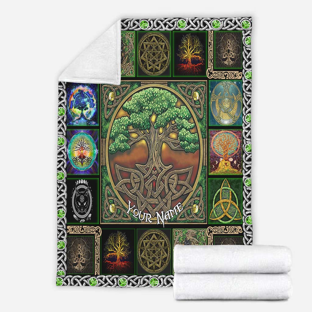 Witch Earth Tree Of Life Personalized Flannel Blanket For Cozy Bedroom Sofa Decor