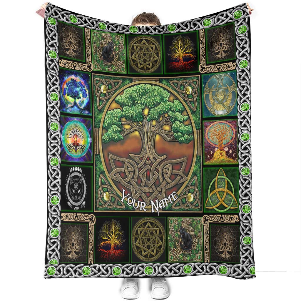 Witch Earth Tree Of Life Personalized Flannel Blanket For Cozy Bedroom Sofa Decor