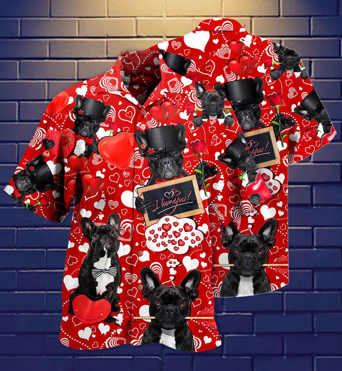French Bulldog Dogs Hawaiian Shirt Design Detail For Beach Days And Holiday Travel