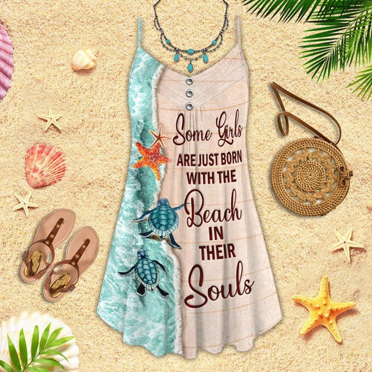 Turtle Is Beach Soul Limited 28 – Women's Summer Sleeveless V-Neck Camisole Dress