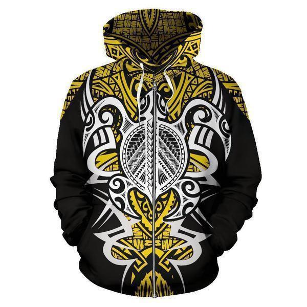 Yellow Hawaii Turtle Tribal Armor Hoodie For Beach Trips Weekend Outings And Relaxed Streetwear