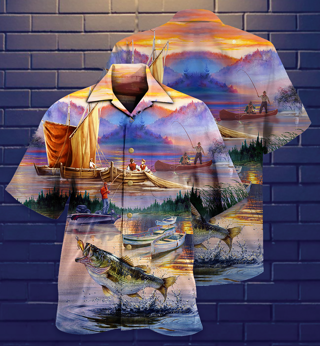 Fishing Sunset Hawaiian Shirt For Resort Getaways And Comfortable Summer Activities