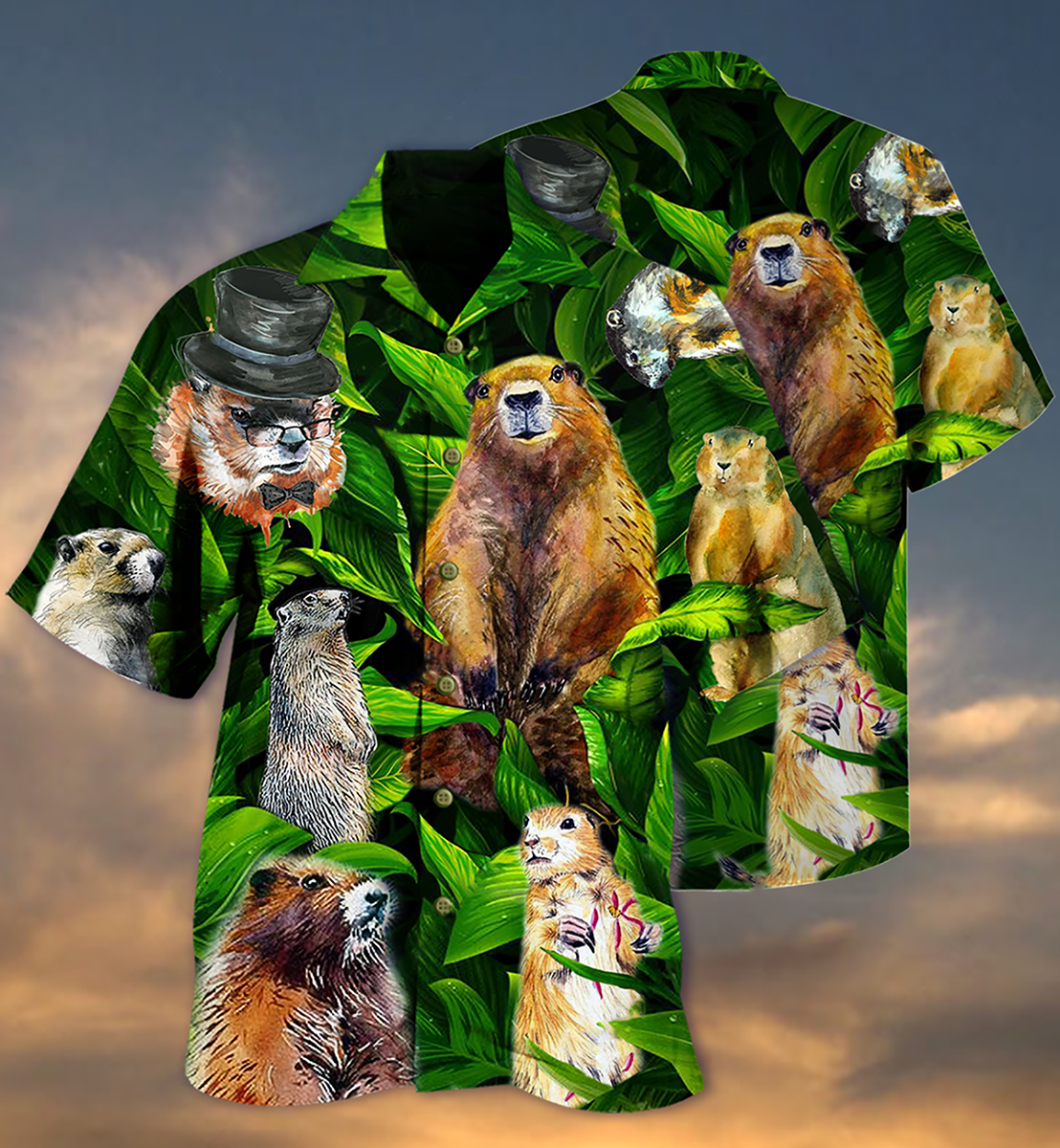 Cute Ferret Hawaiian Shirt With All Over Print For Summer Events Coastal Travel And Comfortable Styling