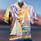 Sailing Beach Sunset Romantic Hawaiian Shirt Pattern Detail For Vacation Travel And Daily Wear