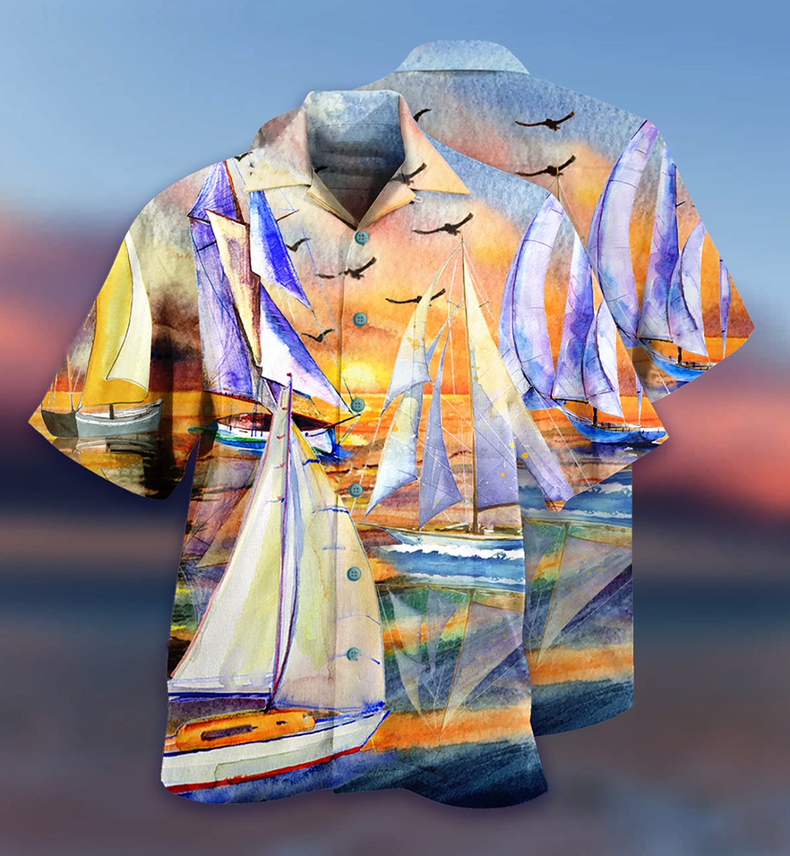 Sailing Beach Sunset Romantic Hawaiian Shirt For Warm Weather Adventures And Everyday Comfort