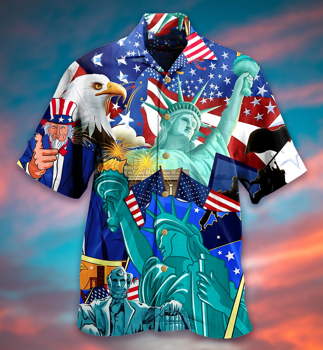 Eagle American Freedom Hawaiian Shirt Design Detail For Beach Days And Holiday Travel
