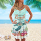 Turtle Is Beach Soul V-Neck Sleeveless Cami Dress For Coastal Travel And Relaxed Summer Wear