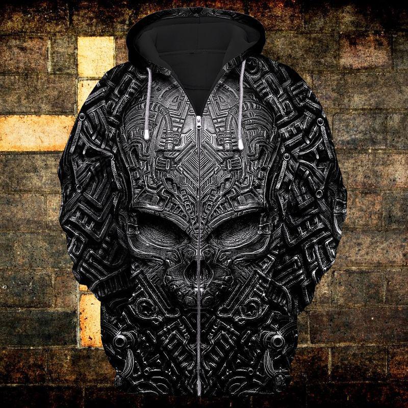 Black Leather Skull Hoodie For Gothic Streetwear Night Events And Bold Everyday Style