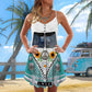 Artistic Hippie Van Retro V-Neck Sleeveless Cami Dress For Outdoor Gatherings And Colorful Summer Style