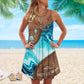Whimsical Turtle Is Beach Soul V-Neck Sleeveless Cami Dress For Coastal Travel And Relaxed Summer Wear