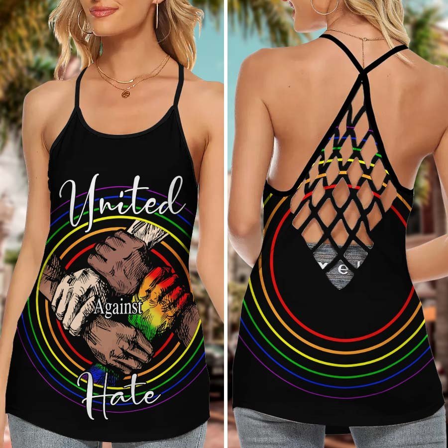 United Against Hate Hollow Tank Top For Yoga Workouts And Casual Wear