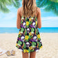 Skull Flowers Tropical V-Neck Sleeveless Cami Dress For Halloween Gatherings And Casual Styling