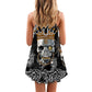 Skull Wrestling Chain Oh My Skull V-Neck Sleeveless Cami Dress For Dark Art Lovers And Thoughtful Gifting