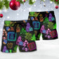Christmas Spirits Neon Party Beach Shorts Artwork Detail For Tropical Travel And Everyday Wear