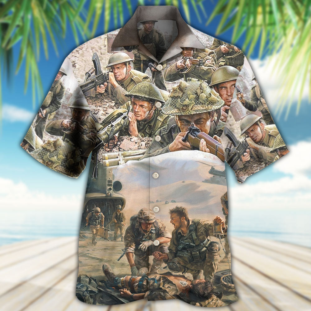 Watercolor Veteran War United Strength Hawaiian Shirt Design View For Resort Travel And Thoughtful Gifting